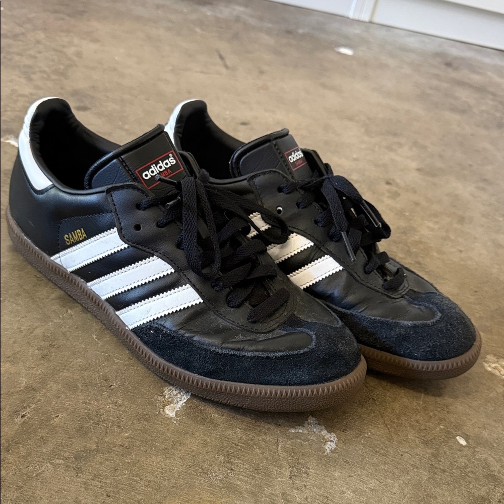 adidas Samba Men's Black & White Leather Sneakers with Gum Sole
